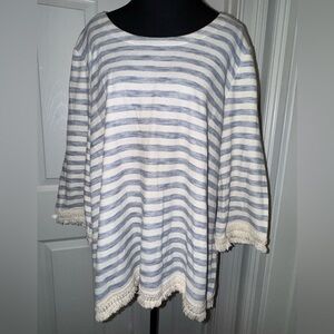 J. Jill Blue and Cream Striped Blouse
